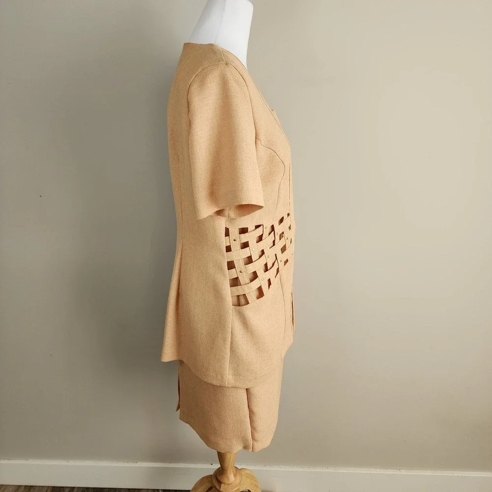 Vintage Suit Set Womens 10 Petite Dress Jacket Tailored Office Wedding Party 90s - Picture 3 of 16
